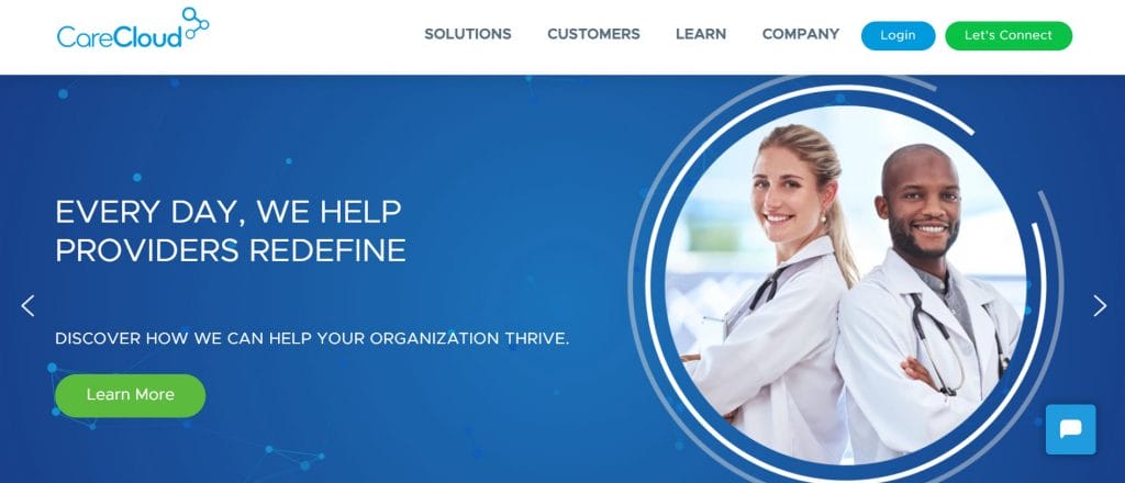 A screenshot of CareCloud's website homepage