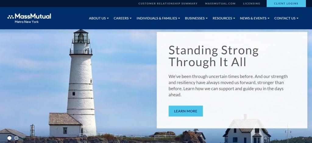 A screenshot of MassMutual's website