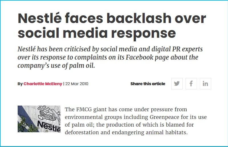 business reputation management - nestle vs greenpeace