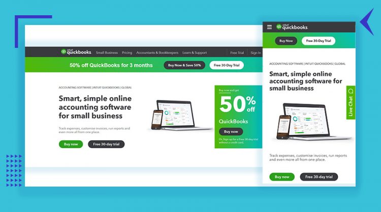 QuickBooks desktop and mobile screenshots as an example of responisve web design