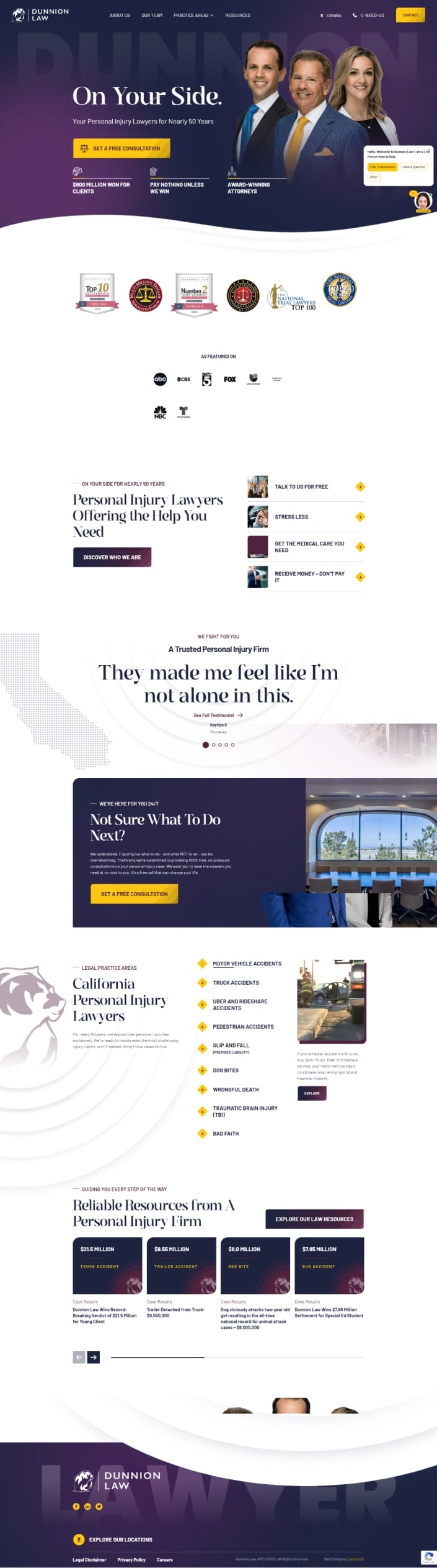 Dunnion Law website screenshot