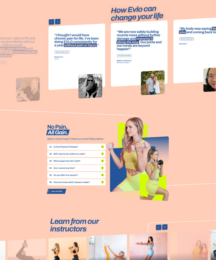 Evlo Fitness full web design image