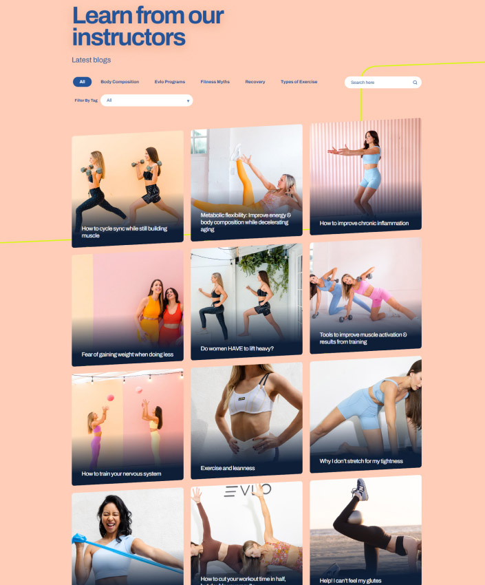 Evlo Fitness full web design image