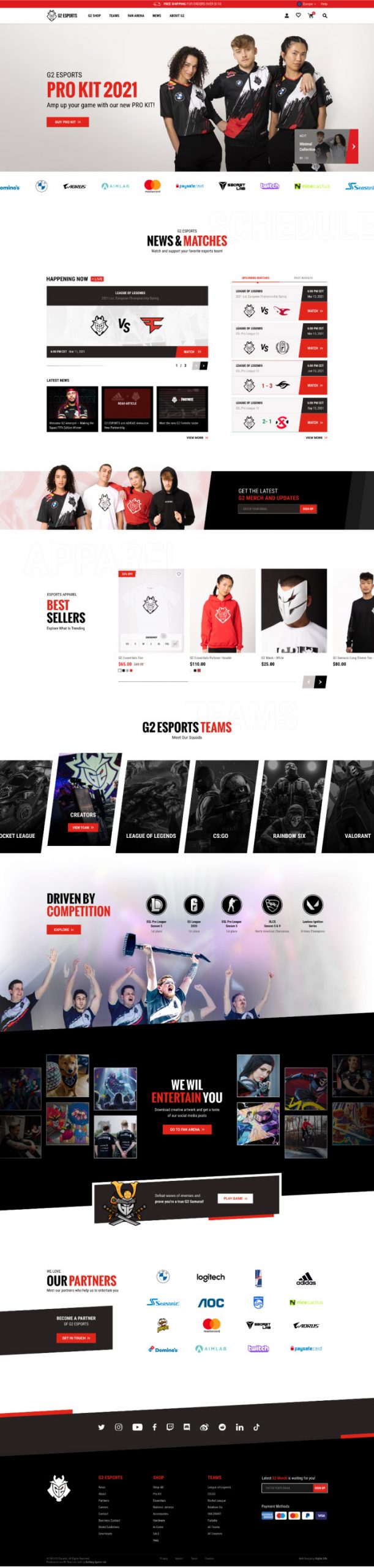 G2 Esports full web design image