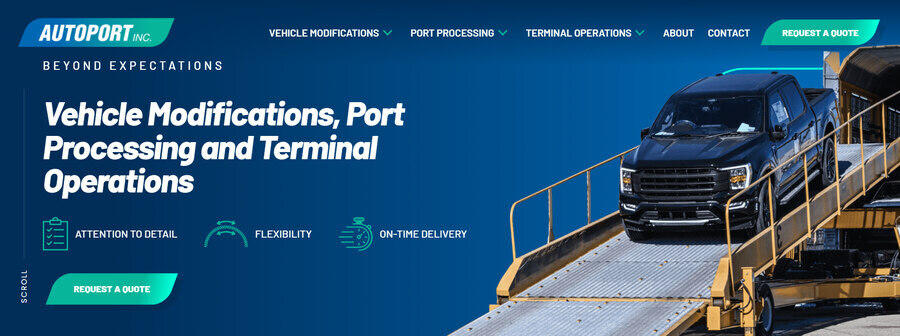 AutoPort's website homepage