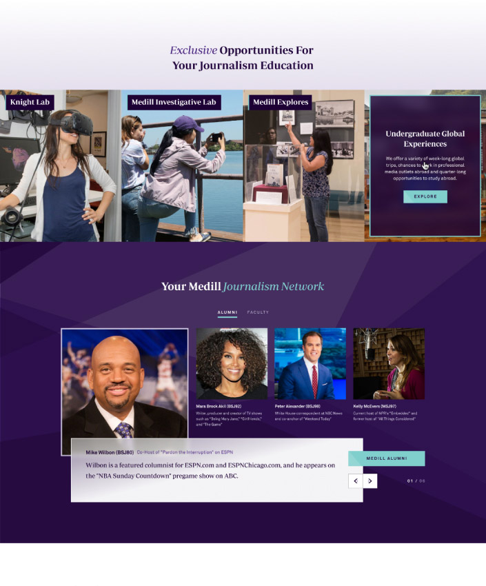 Northwestern University full web design image