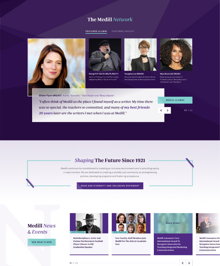 Northwestern University full web design image