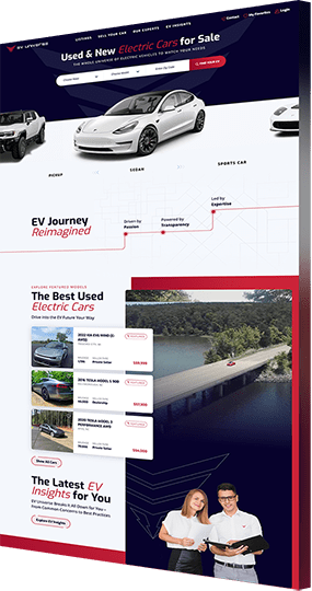 b2b web design company example: EV universe