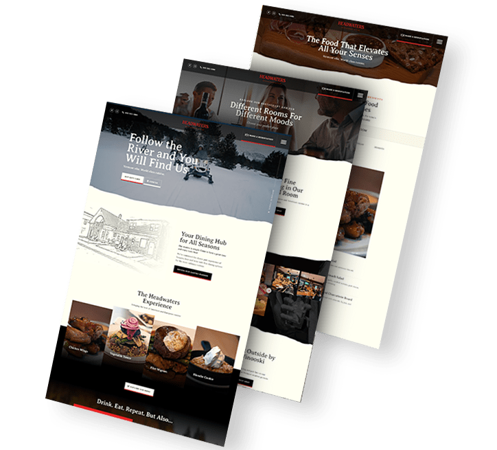 Trio of Headwaters web design images