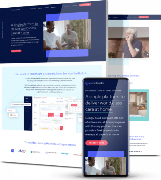 Healthcare web design agency client custom design for Current Health