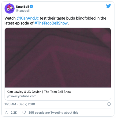 Taco Bell Twitter post as an example of social media branding strategy