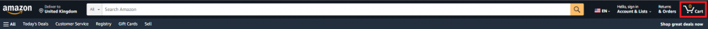 Amazon's landing page featured "cart" icon.