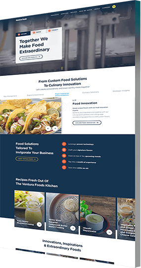 website design example: custom homepage for Ventura Foods